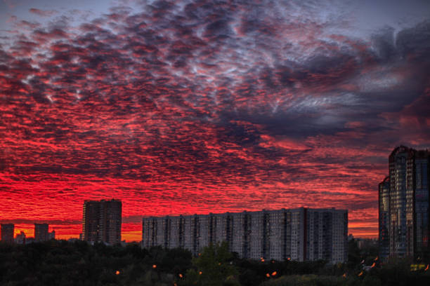 istock Red sky over the city 647018856