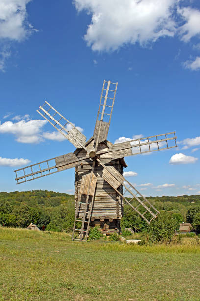 istock Windmill in the village, Pirogovo, Ukraine 647033436