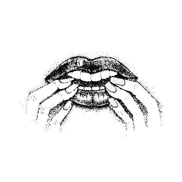 Vector illustration of Dotwork Bite Nails