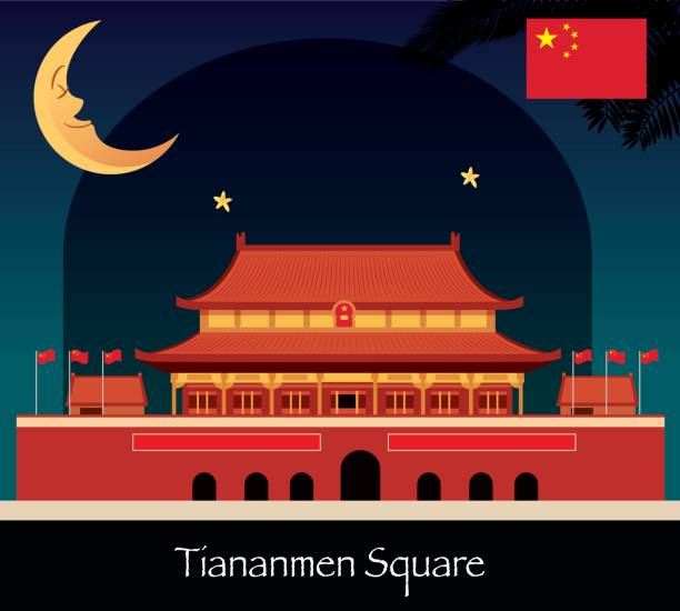 Tiananmen Square Vector Tiananmen Square chinese temple dog stock illustrations