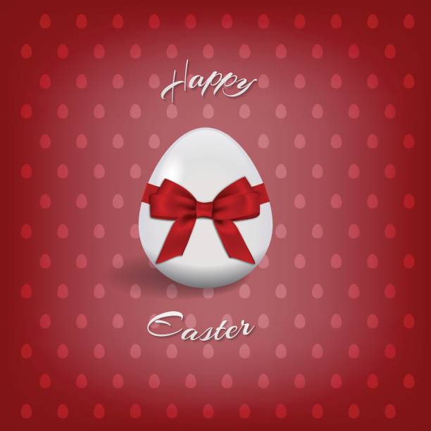 ilustrações de stock, clip art, desenhos animados e ícones de happy easter text and easter egg for pascha holiday card. - easter eggs red