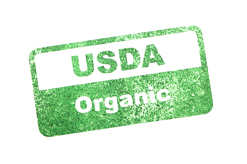 A stock photo of a USDA organic stamp. Photographed using the Canon EOS 5DSR. Logo/stamp design created by me (no trademark or copyright)
