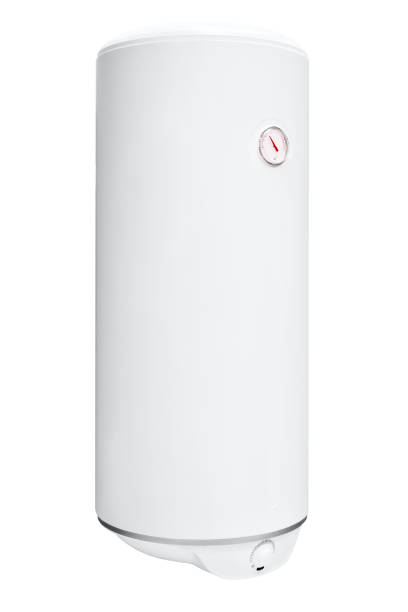 istock A residential electric water heater, isolated on white 647050612