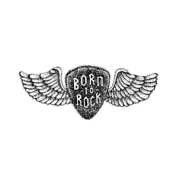Vector illustration of Dotwork Born to Rock