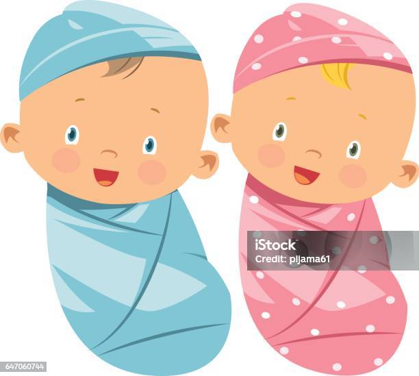 Swaddling Clothes Stock Illustration - Download Image Now - Baby - Human Age, Baby Girls, Twin
