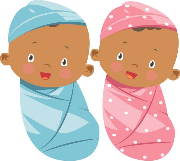 афроамериканская девочка и мальчик - baby clothing its a girl newborn baby goods stock illustrations