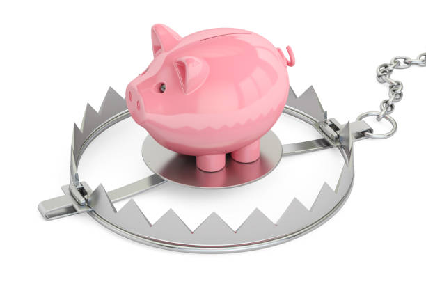 istock Credit trap with piggy bank, 3D rendering 647072056