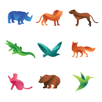 Wild Animals Jungle Pets Logo Silhouette Of Geometric Polygon Abstract  Character And Nature Art Graphic Creative Zoo Triangle Vector Illustration  Stock Illustration - Download Image Now - iStock