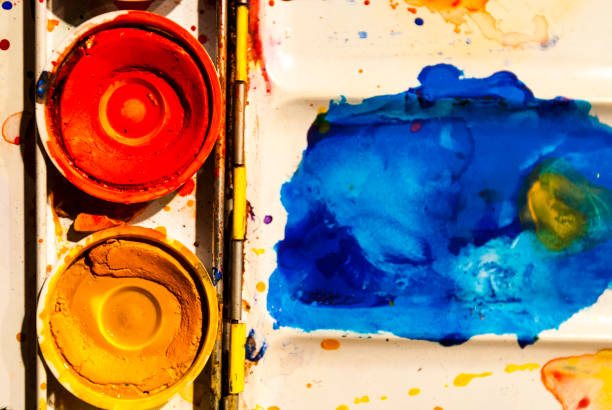 istock Watercolor paint in a metal box 647087428