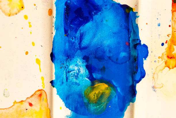 istock Watercolor stains on metal 647087678