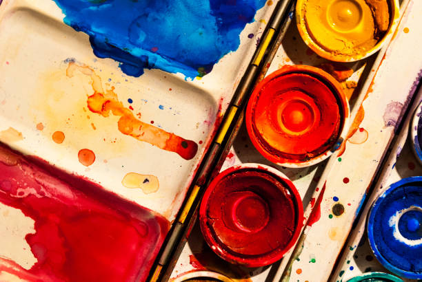 istock Watercolor paint in a metal box 647090246