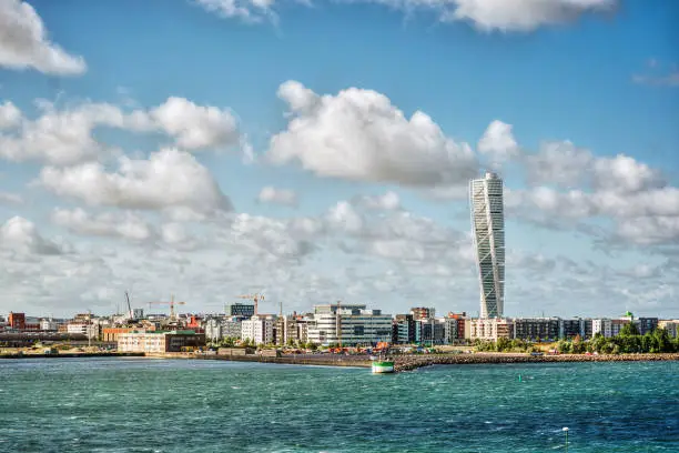 August 2016, cityscape of Malmö (Sweden) including the tower Turnin Torso, HDR-technique