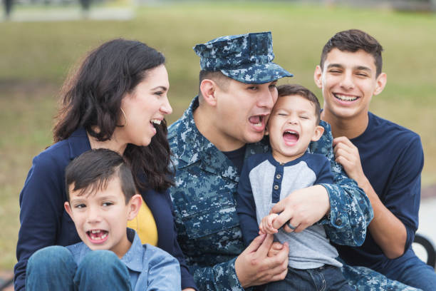 istock Hispanic military man with his family 647096518