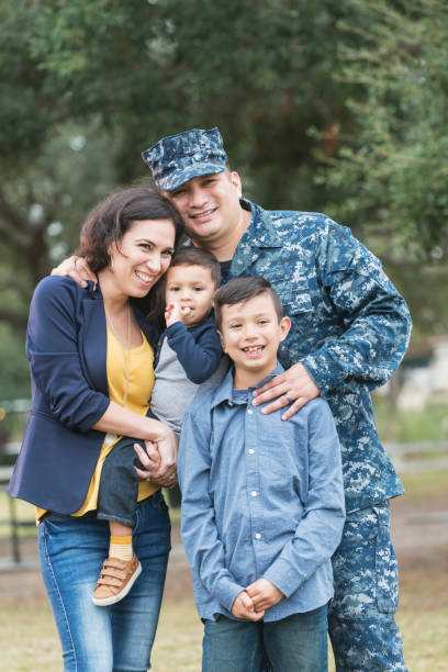 istock Hispanic military man with his family 647096702