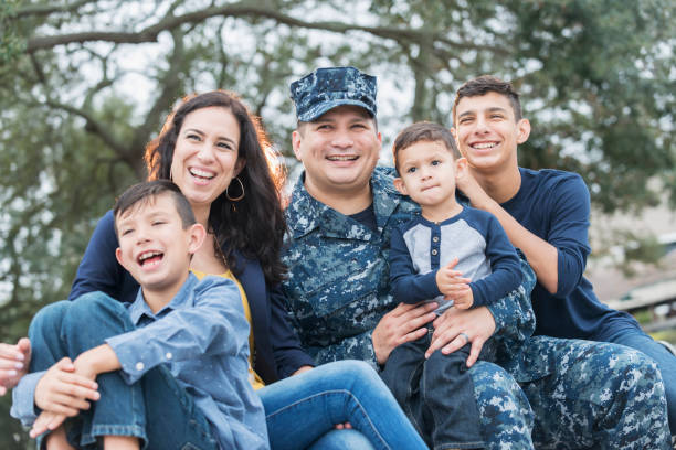 istock Hispanic military man with his family 647096752