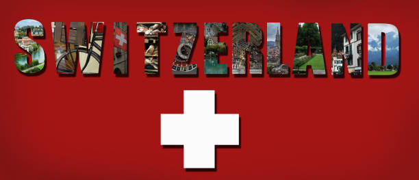 istock Switzerland collage on Swiss flag background 647098976
