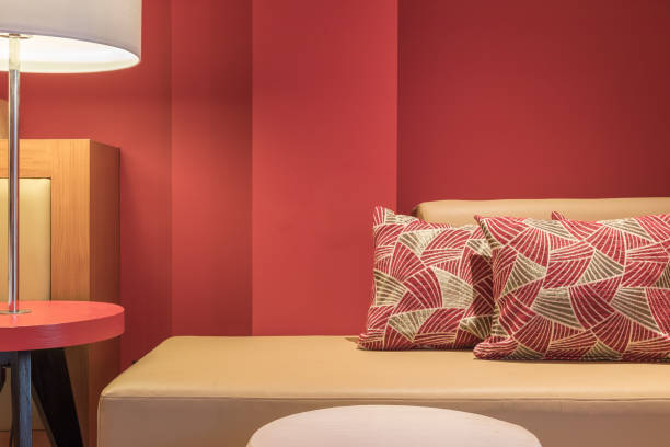 istock Modern sofa bed and backrest pillow at living room area 647106750