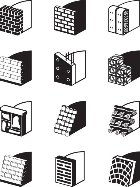 Reinforcing walls in construction Reinforcing walls in construction - vector illustration wood retaining wall stock illustrations
