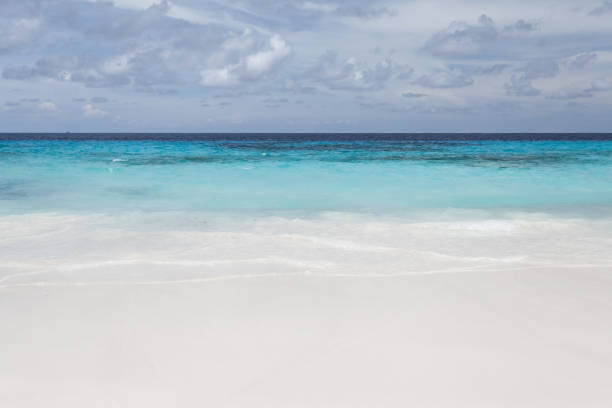istock White beach sand and beautiful blue sea and sky 647113208