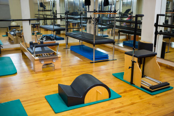 istock Fitness studio with different gym equipment 647113322
