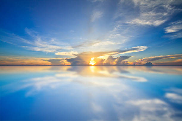 istock Surface Rippled of water with sky and clouds background. 647113594