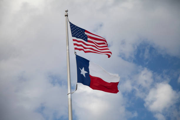 American and Texas Flags stock photo