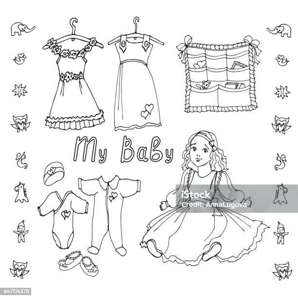 Baby Doll Dress Stock Illustration - Download Image Now - Animal Pouch, Arts Culture and Entertainment, Baby - Human Age