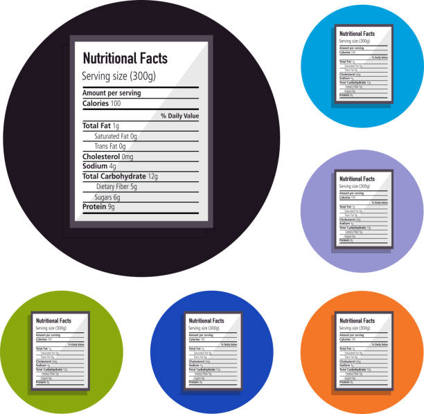 아이콘의 영양 라벨 세트 - nutritional stock illustrations