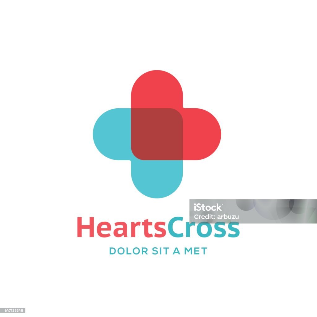 Cross or plus icon with hearts Healthcare And Medicine stock vector