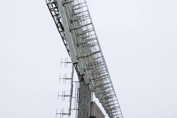 istock Military radar antenna. A grid of small antennas collected large. 647134486
