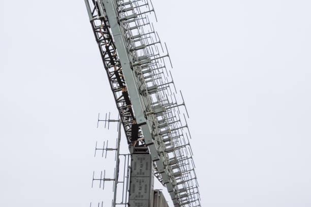 istock Military radar antenna. A grid of small antennas collected large. 647134490