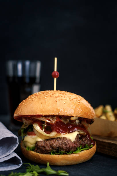 istock Homemade hamburger with lettuce and cheese. 647150532