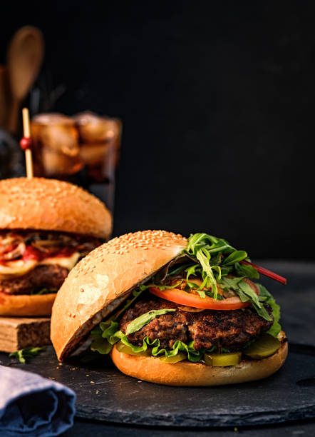 istock Homemade hamburger with fresh vegetables 647150612