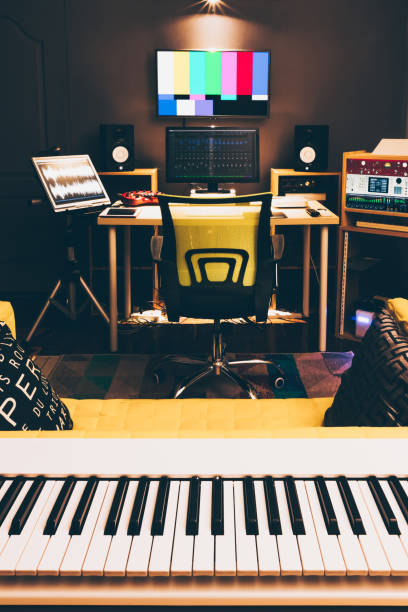 istock white electric piano in digital sound studio 647153778