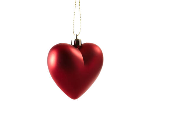 istock Red Heart Christmas Decoration on White 647154224