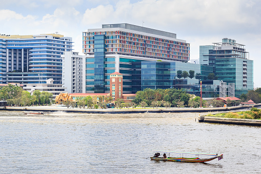 Bangkok, Thailand - February 21, 2015: Siriraj hospital is the first hospital and medical school in Thailand, located at the West bank of Chao Phaya river in Bangkok.
