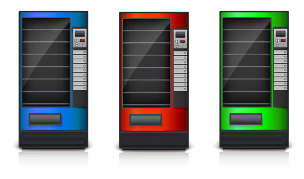 istock Vending Machine with shelves, green, red and blue coloor 647159988