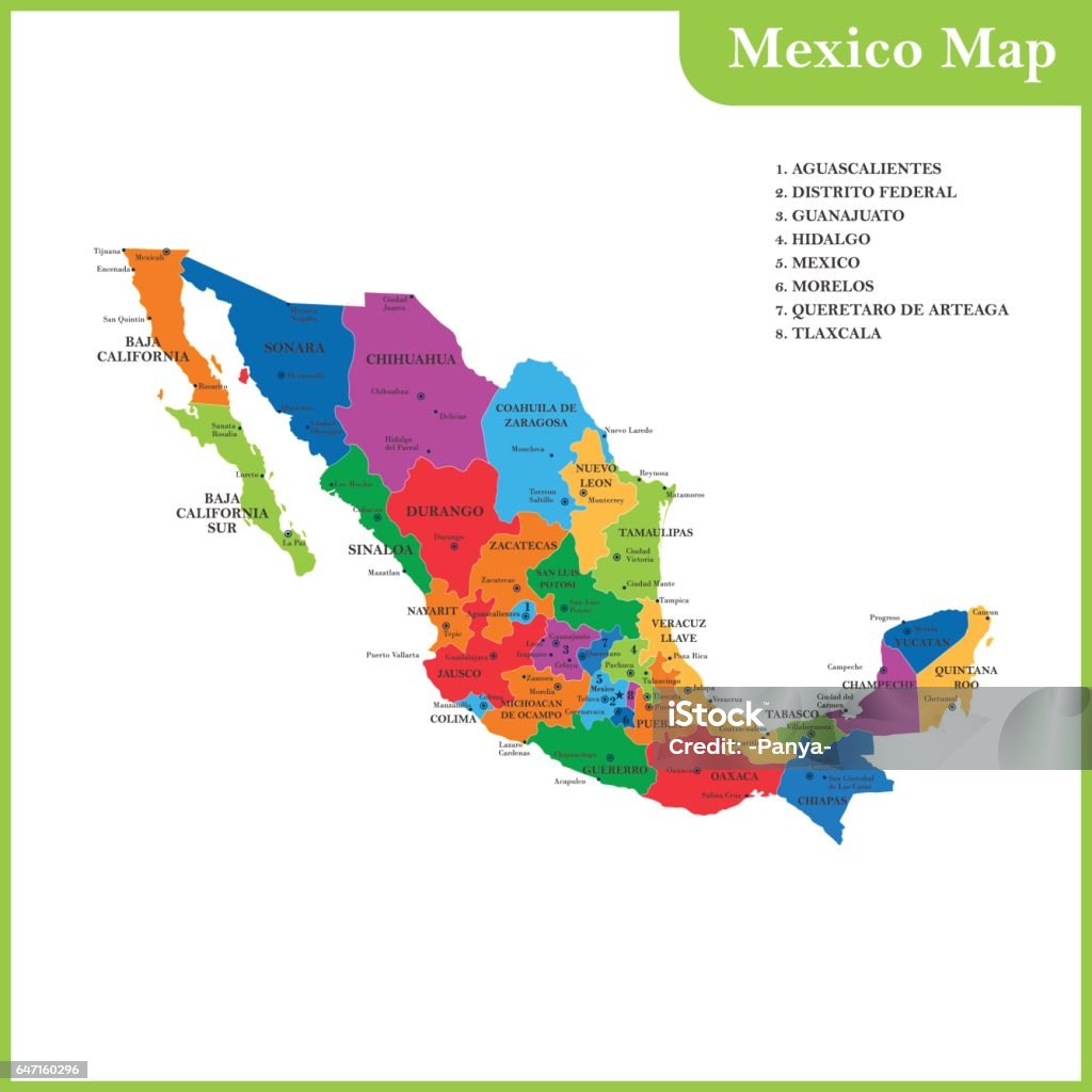 Mexico Mapbasic Basic Rgb Stock Illustration - Download Image Now - Map, Mexico ...