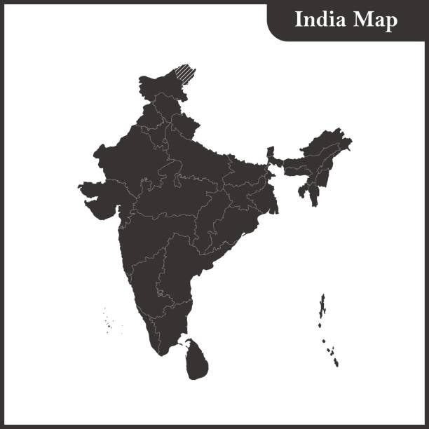 ilustraciones, imágenes clip art, dibujos animados e iconos de stock de el mapa detallado de la india con regiones y sri lanka - india map cartography sri lanka