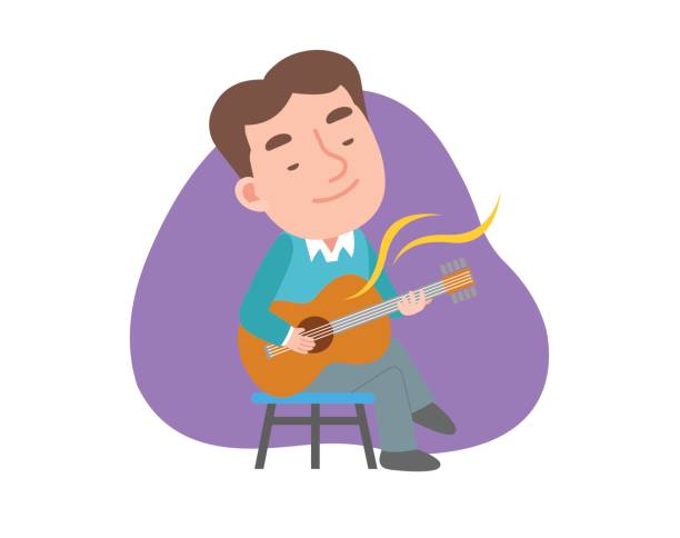 The man playing the guitar. Lifestyle Concept Illustration korea singer stock illustrations
