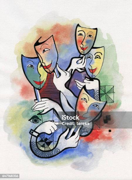 Theatrical Masks Stock Illustration - Download Image Now - Acting - Performance, Art, Art And Craft