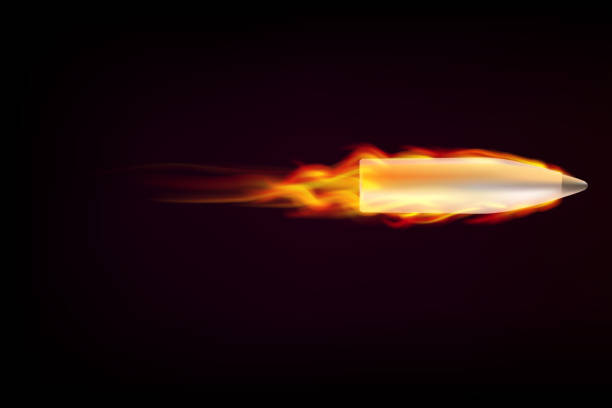 istock Flying bullet with red tongues of flame 647170814