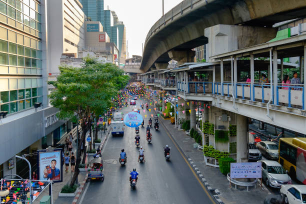 Preparation of Bangkok Songkran Festival Silom 2016 Bangkok, Thailand - April 12, 2016: Preparation of Bangkok Songkran Festival Silom 2016, The Songkran festival is celebrated in Thailand as the traditional New Year's Day from 13 to 15 April. silom stock pictures, royalty-free photos & images