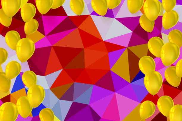 istock Festive background for greeting cards, presentations, commercial ad with color, inflatable balloons 647179922