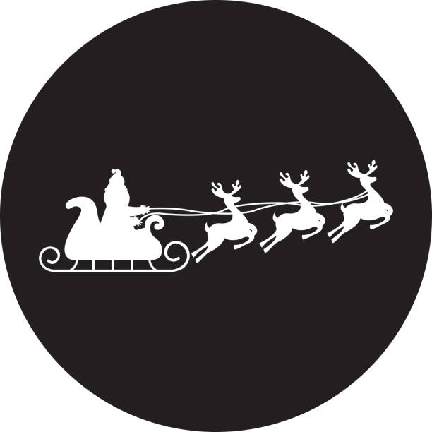 istock santa claus carriage with reindeer flying isolated icon 647180558