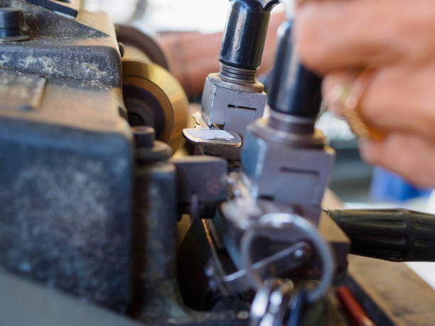 istock Machine production of duplicate metal keys 647183658