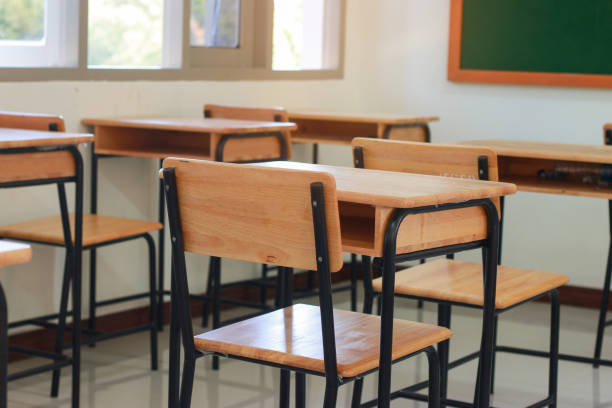 istock School classroom with desks wood, chalkboard, whiteboard in high school thailand 647187708
