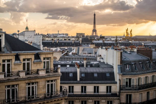 istock Paris cityscape from above, France 647187864