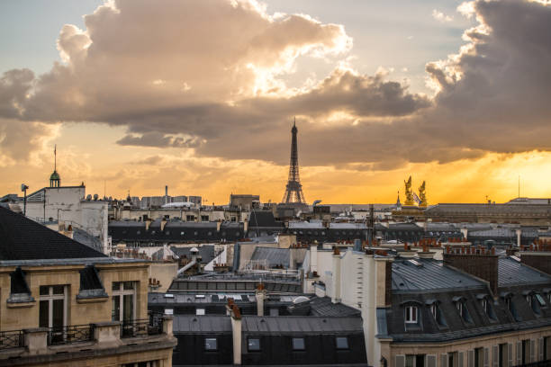 istock Paris cityscape from above, France 647188312