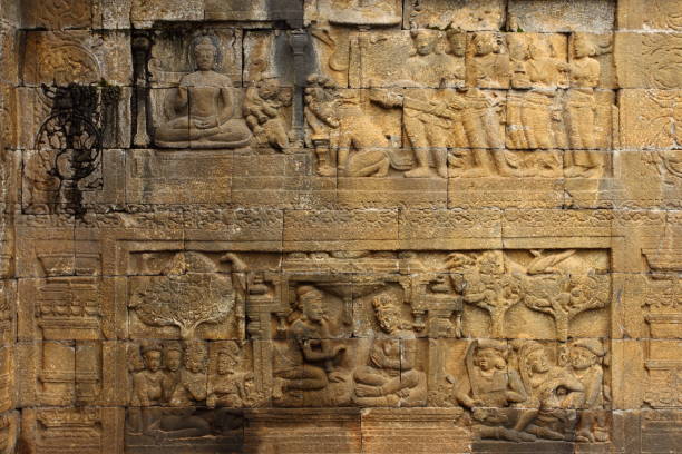 istock Relief of Borobudur temple in Yogyakarta, Java, Indonesia 647188560